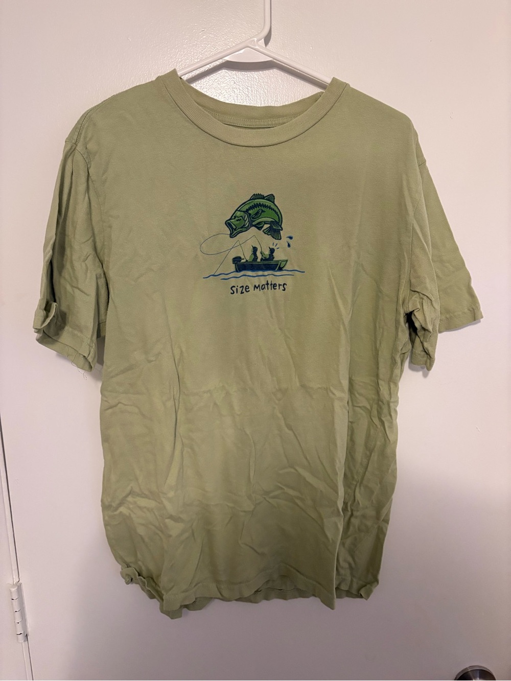 Light Green Graphic Tee - Size Matters Fishing T-Shirt